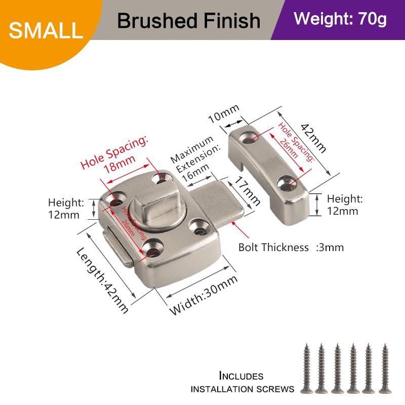 Metal Swivel Bolt Latches With Rotate Latch Bolt, Sliding Door Security Latch Features Left And Right Knob For Patio Barn And Sc