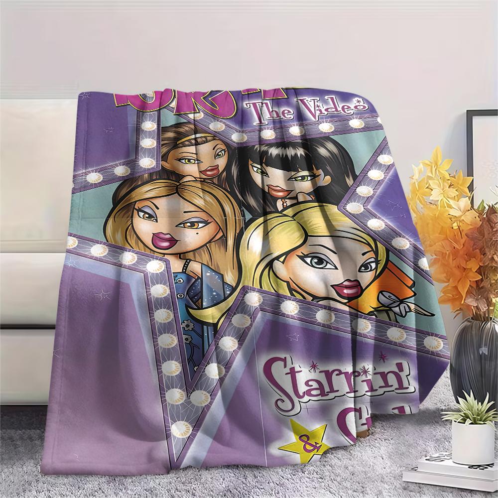 1pz Coperta di Flanella con Stampa Bratz, Alta Qualità per Tutte le Stagioni, Arredamento per la Casa, Calore e Comfort, Perfetta per Regali di Natale