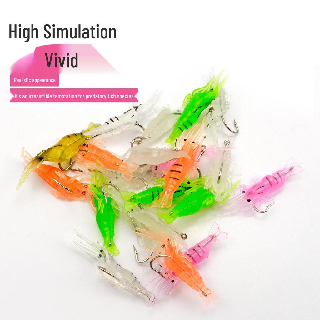 High-End Lure Box with Luminous Shrimp Hooks for Freshwater & Saltwater Fishing - Bionic Artificial Lures & Small Shrimp Box Included.