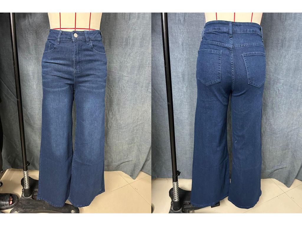 2025 Trendy Women's Wide-Leg Jeans - Washed Dark Blue