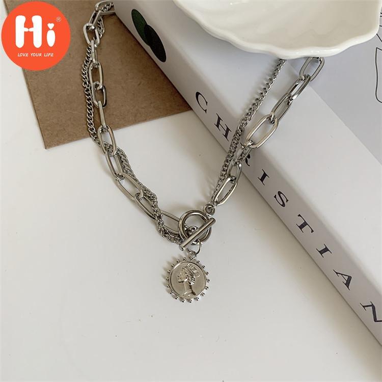 Ahoj Vintage vyřezávaná mince Tlustý řetízek OT spona Náhrdelník Bohémský Punkový Kovový mincový límec Choker Náhrdelník Módní Dámské Punkové šperky
