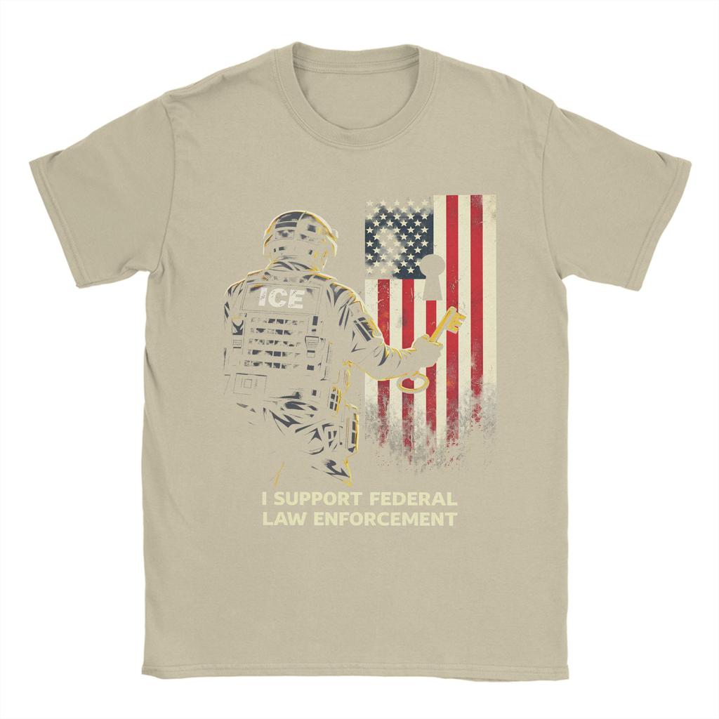 Summer ICE Agent I Federal Law Enforcement Popular T Shirts  Cotton Tee Shirt for Men Aesthetic Design Short Sleeve Tops