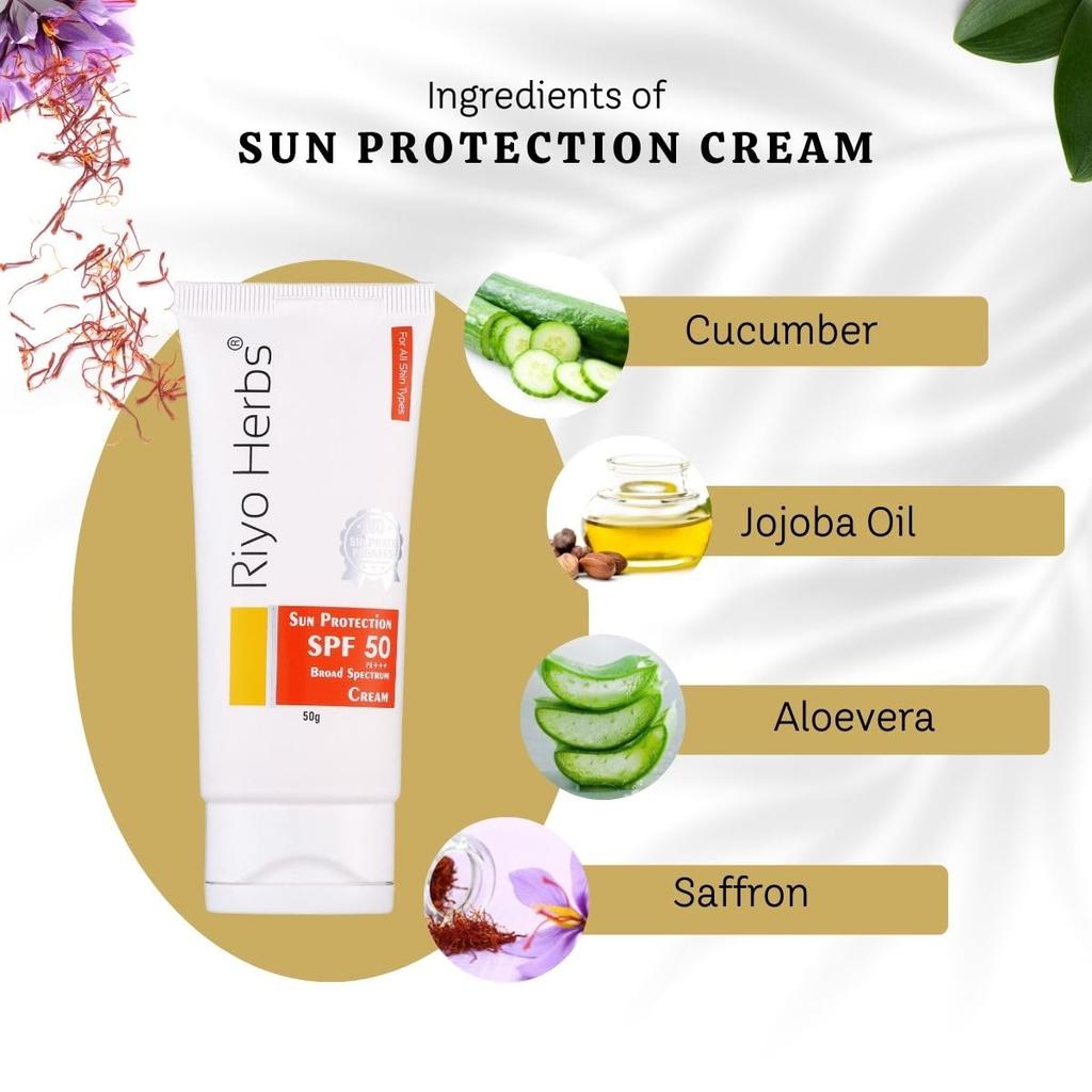 Riyo Herbs Sunscreen Spf 50 cream 50gm | Sunscreen for Men & Women | All skin types