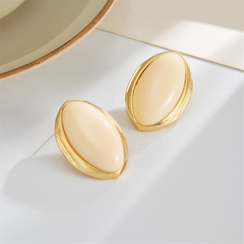 Resin Oval Studs Earrings for Women Geometric Fashion Jewelry Ear Accessories for Casual and Formal Occasions