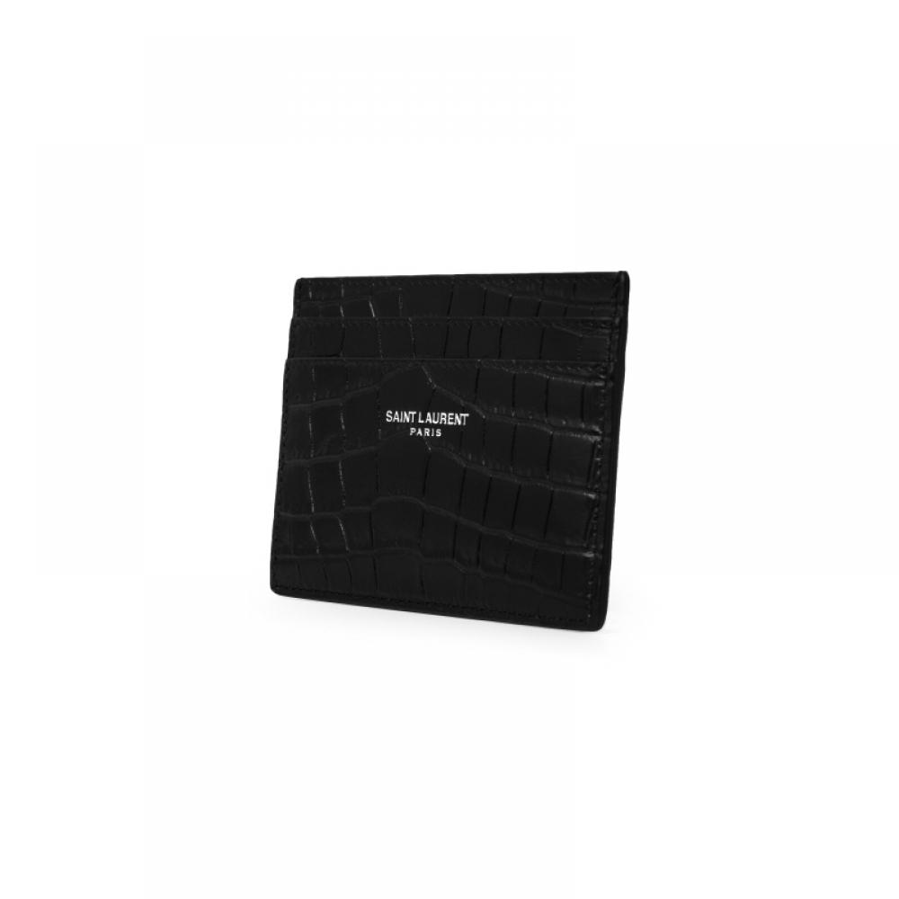 Saint Laurent 375946 Dze0e 1000 Klassischer Kartenhalter mit Krokodilprägung