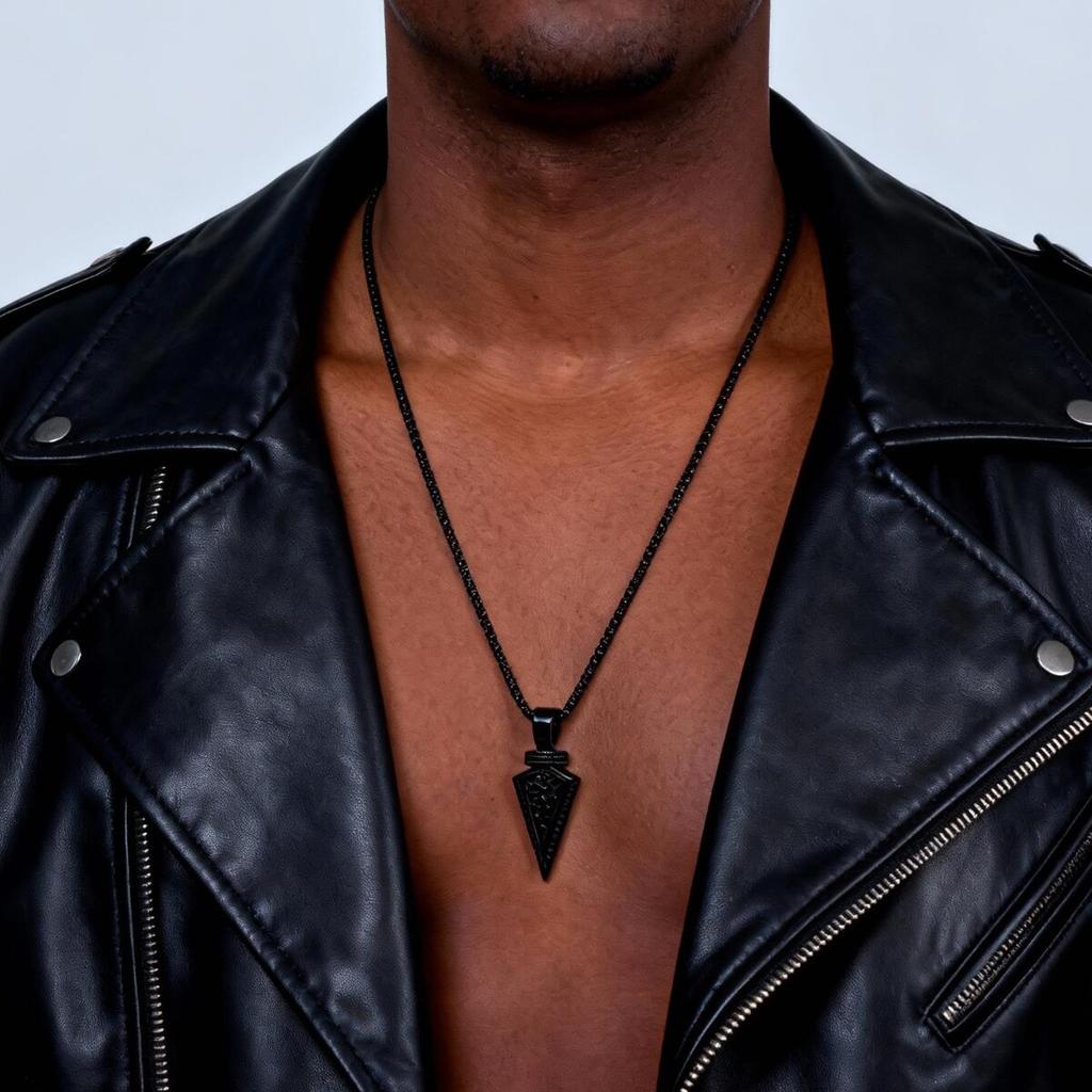 Vintage Viking Spearhead Necklace Stainless Steel Triangular Arrow Pendant Talisman Jewelry Gift for Men