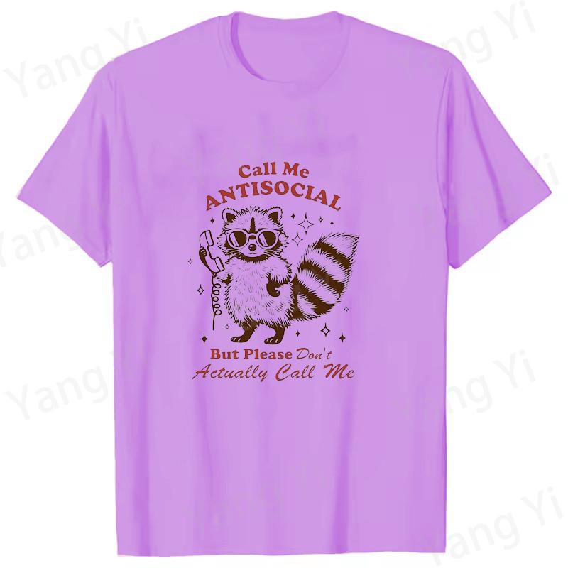 Creative Raccoon Illustration Unisex Women T Shirt Unisex Short Sleeve O Neck Summer Casual Letter Printing Tshirt Top Boy Tees