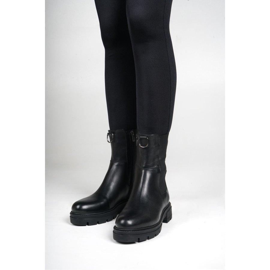 Women's Genuine Leather Thick Sole Fur Lined Casual Boots