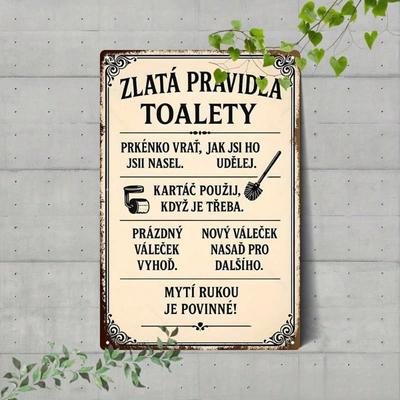 New Title: Vintage Czech Toilet Rules Metal Sign, Funny Bathroom Wall Decor, 7.87x11.81in
