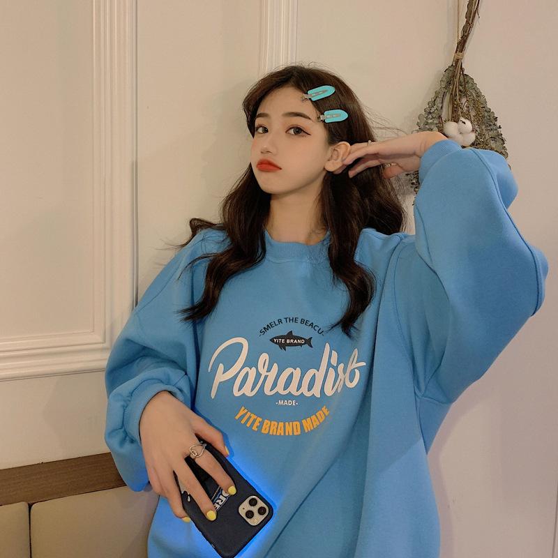 

Серия больших размеров, женский зимний свитер с круглым вырезом, с мягкой подкладкой и утолщенный, базовая футболка, тонкая велюровая куртка, женские топы, ретро, универсальный свитшот one size