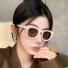New Travel Women Girls Square Round Frame Decor Rivets Eyeglasses Fashion Kelly Sunshade Sunglasses Meta Wear Sunglasses Uv400