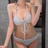 Sexy pure desire swimsuit women's striped bikini small breasts gather Korean ins new vacation bikini