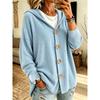 Camicia con Cappuccio in Velluto a Coste con Bottoni Felpa Giacca Autunno Inverno Cardigan Top Shacket