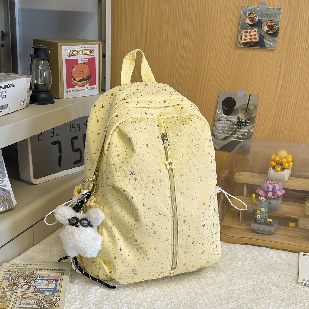 Schoolbag high value star backpack female college student lightweight simple schoolbag Korean ins style high school student casual backpack