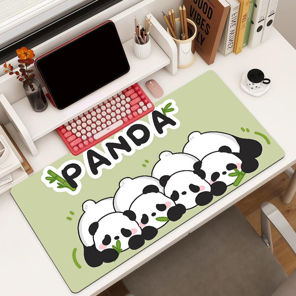 Cute Panda Mouse Pad Square Office Gaming Desk Mat Waterproof Nonslip Rubber Decorative