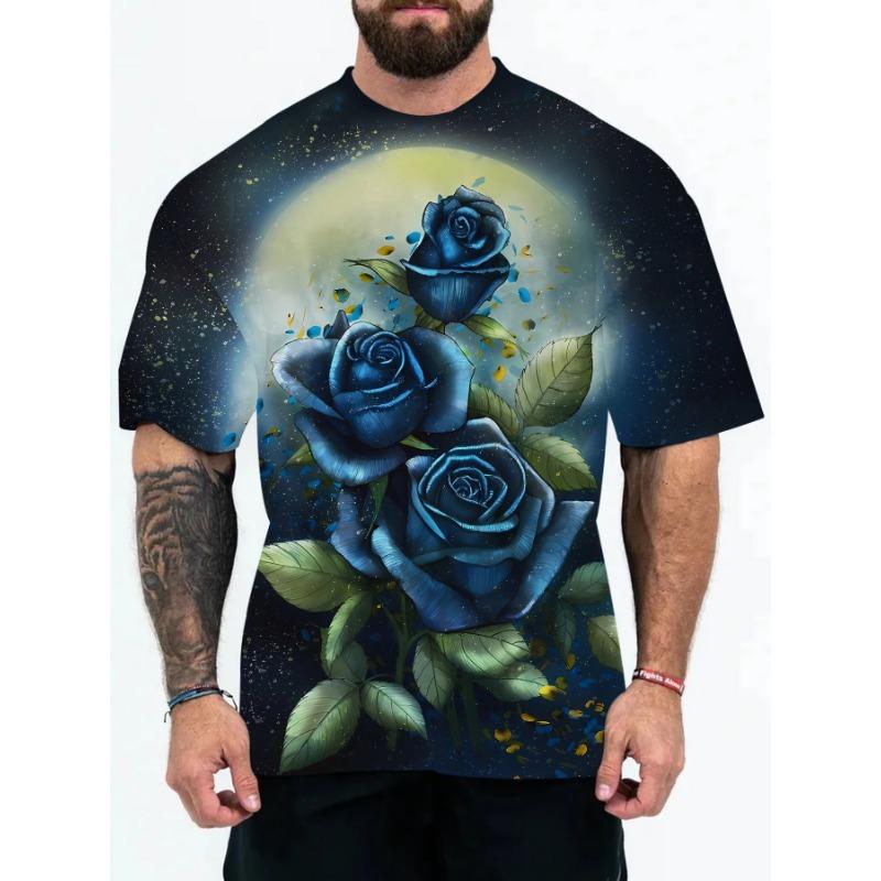 3D Digital Printing of European American Adult Men's T-shirts with Animal Character Patterns