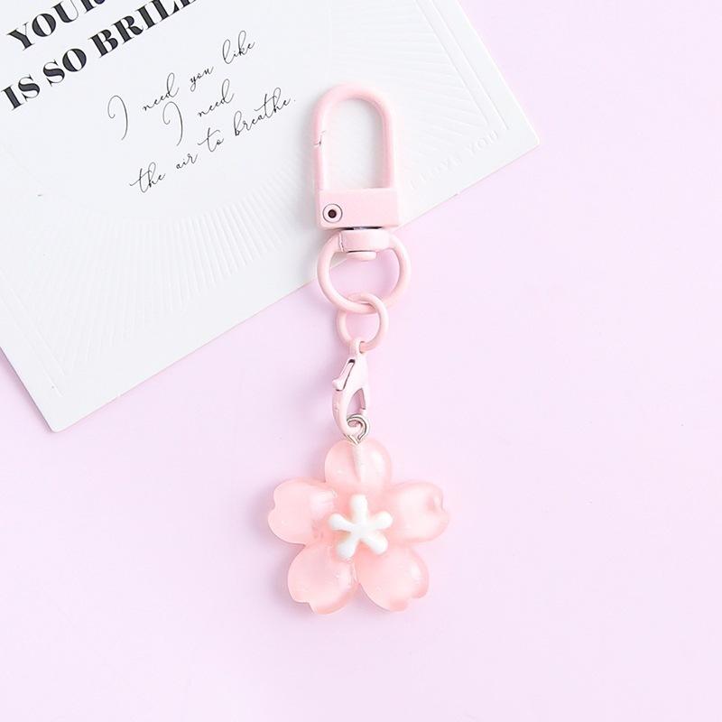 Aesthetic Korean Jelly Flower Keychain Cute Decorative Key Ring for Handbag Backpack Car Key Girls Birthday Party Gift