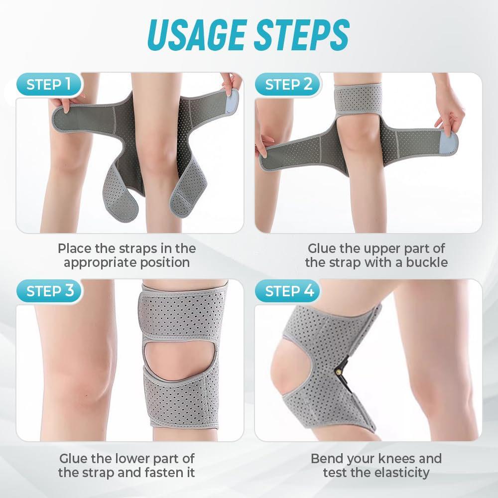 2Pcs Knee Brace Support, Adjustable Protector for Meniscus Injury Recovery, Walking Stability