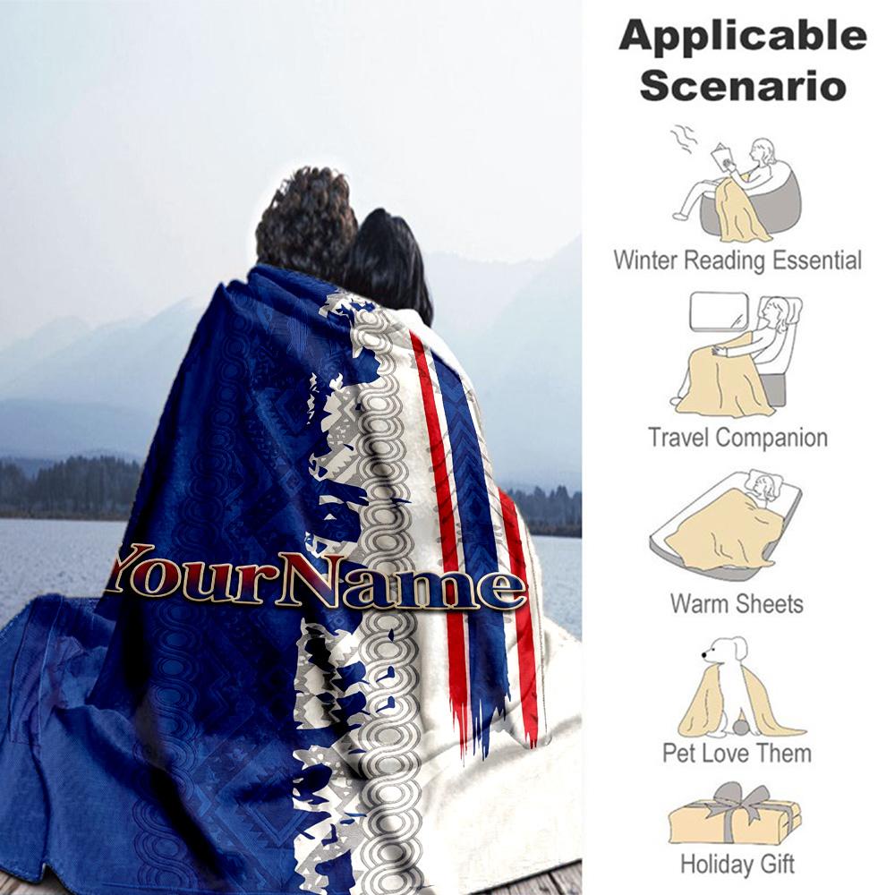 Ethnic Tribal Patterns Customize Text Blanket Cozy Personalized Blanket Durable Comfort for Couch Living Room Chair Sofa Ideal for All Seasons