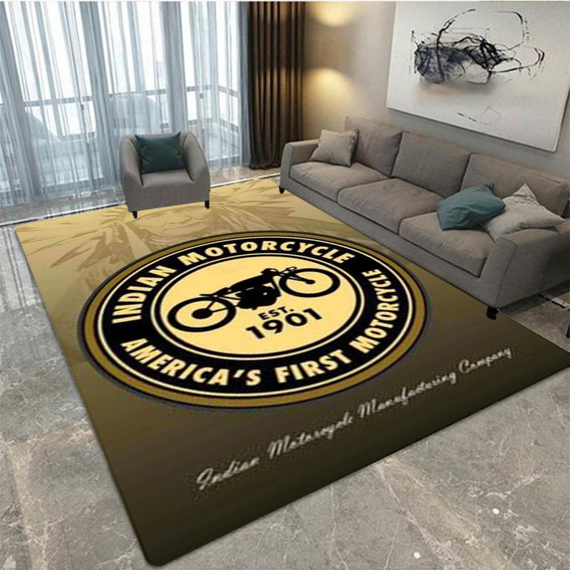 Retro plyšový koberec Indian Motorcycles, okna v ložnici, domácí dekorační koberec u postele, dárek pro muže na motocykly pro těžký provoz