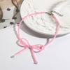 Delicate Bowknot Clavicle Chain Acrylic Beaded Butterfly Bow Collar Necklace Jewelry Clavicle Chain for Women Girls