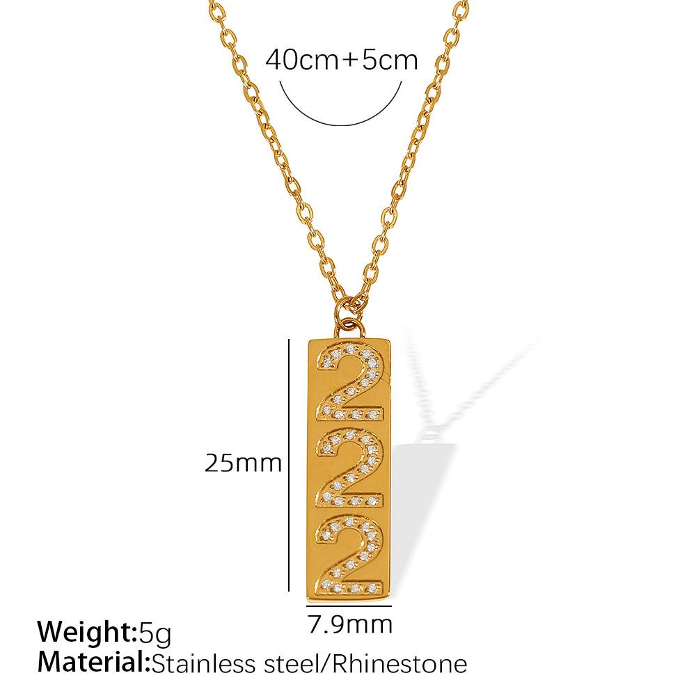 European and American digital pendant with diamond necklace women's jewelry titanium steel plated 18k versatile simple collarbone