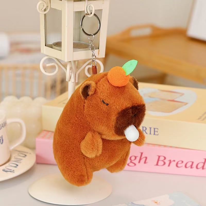 The Latest Ear Shaking Capibala Doll Backpack Pendant Is Filled with Plush Toys, Cartoon Anime Cute Gifts, and Interesting Dolls 12cm