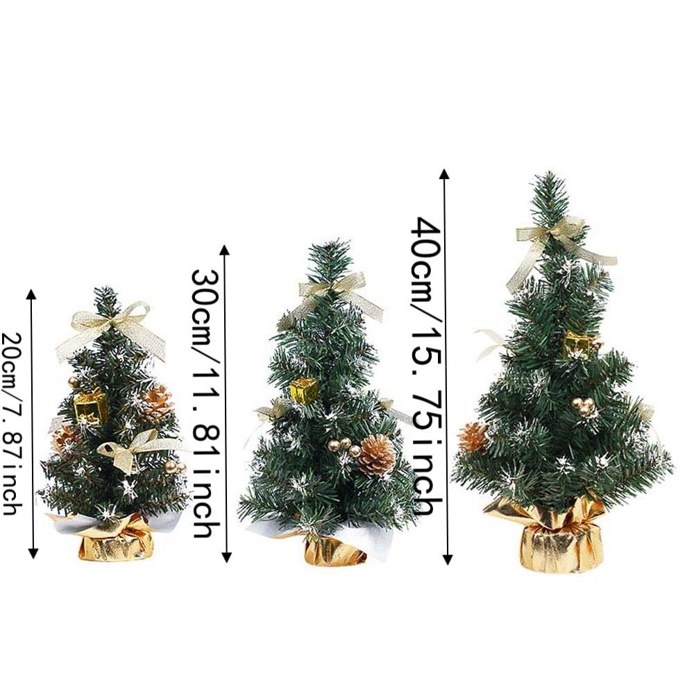 Three Sizes Mini Christmas Tree Pine Needles Golden Silver Red Desktop Xmas Ornament Pre Decorated Lightweight PVC