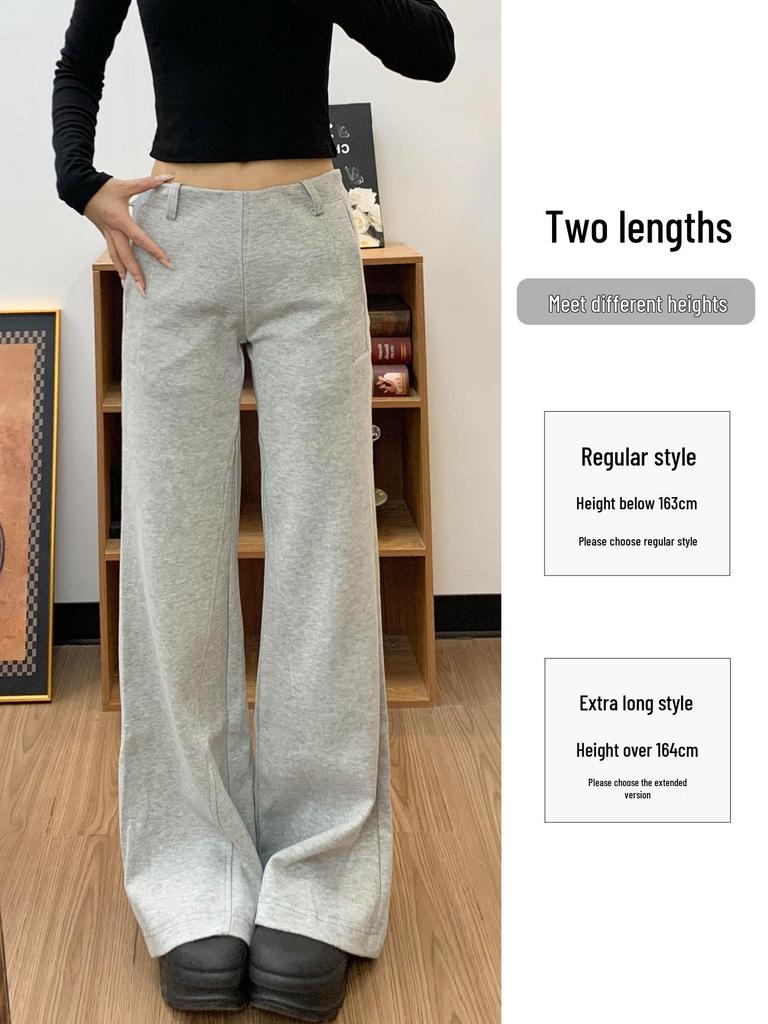 Frühling 2026 Damen Amerikanischer Stil Niedrige Taille Grau Spicy Girl Micro-Flare Jogginghose: Schmal Geschnitten, Po-Hebend, Bequem, Lässige Lange Hosen