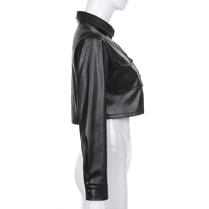 2024 Fall/Winter European & American Style Women's PU Leather Crop Jacket