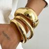 Ingemark 3 Styles Punk Metal Spring Wide Bangles Women Hip Hop Gold Color Geometric Arm Bracelets Grunge Jewelry Steampunk Men
