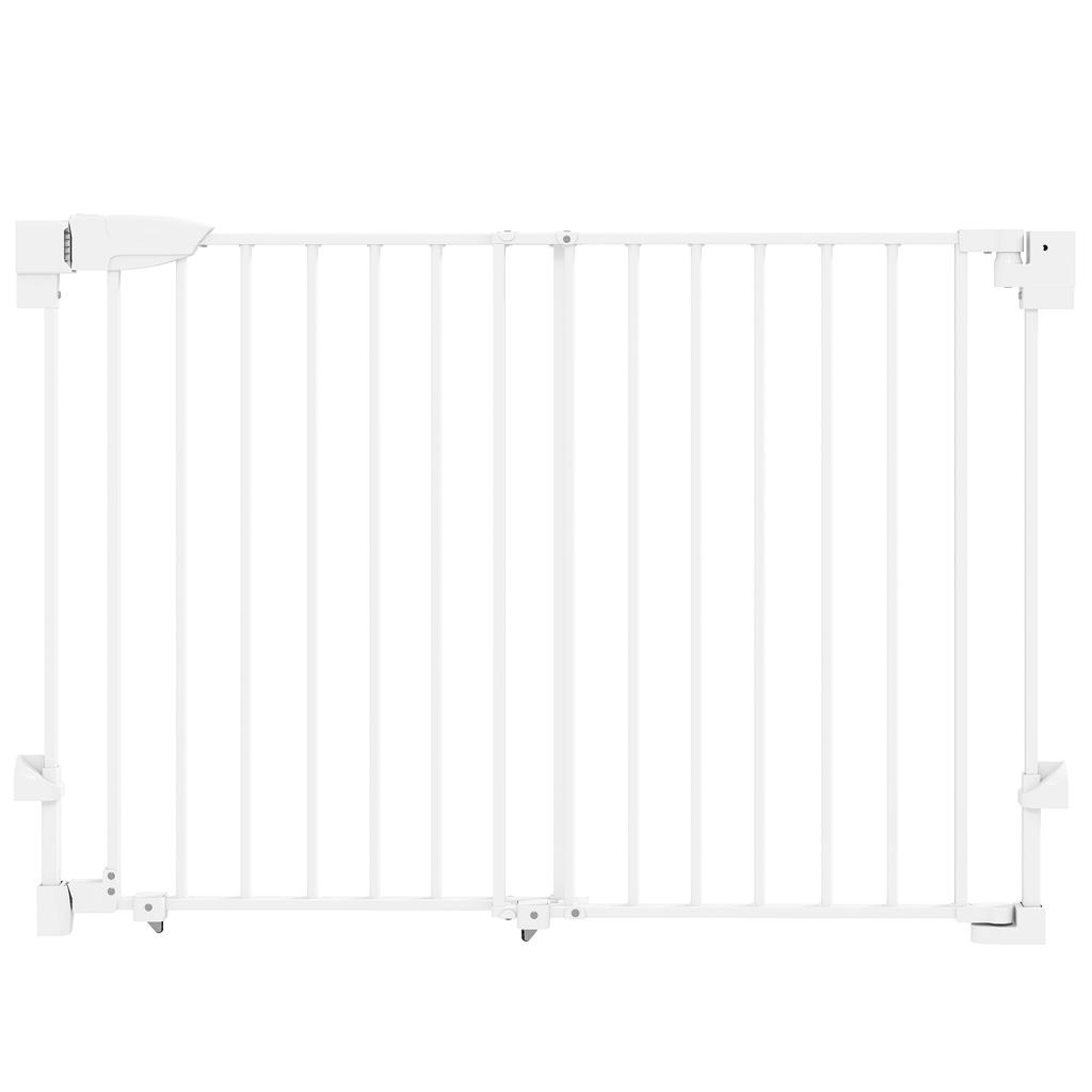 Dog Safety Gate, 74.5-111.5x74.5 Cm, Stair Gate, Self-Closing, One-Handed Opening, White