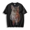 Realistic Grey Cat Graphic T-Shirt