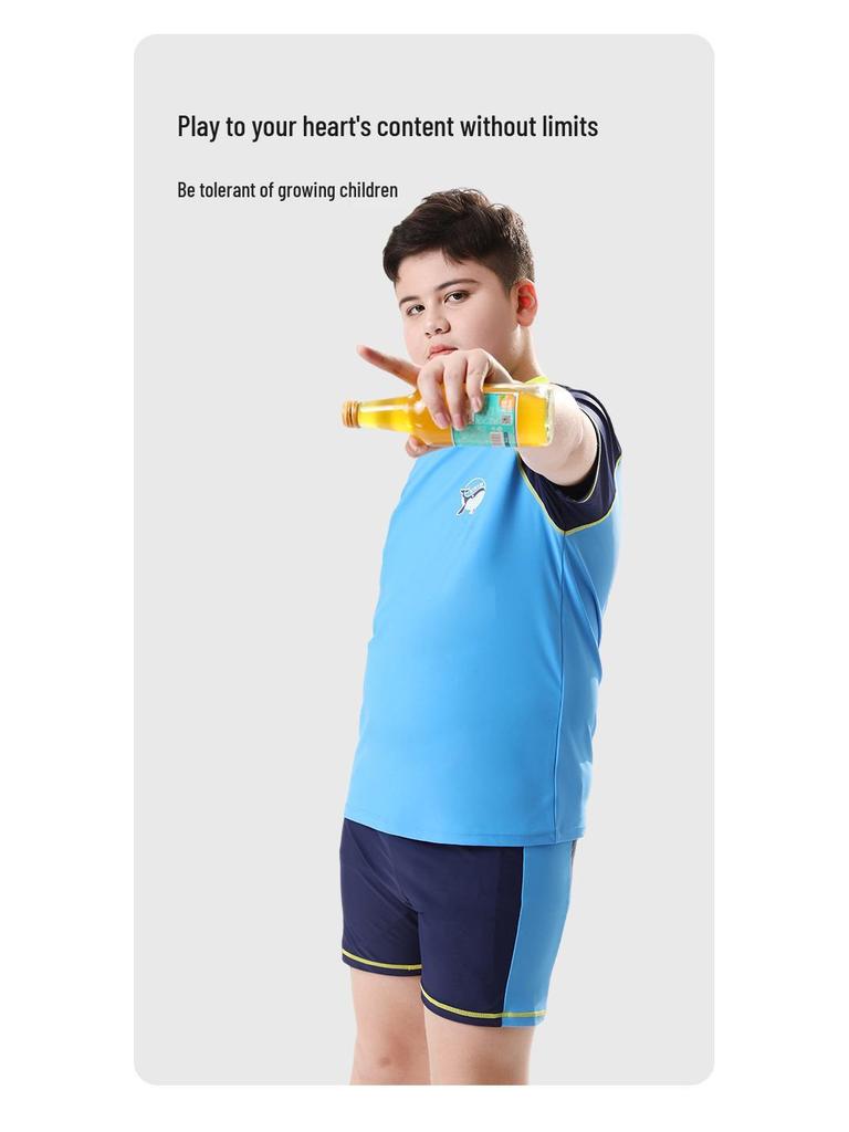 Plus Size Pojkars Delad Baddräktsset - Medium & Large