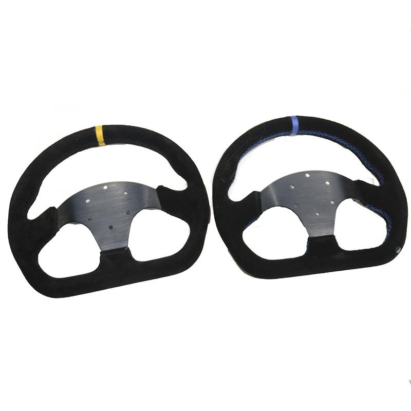 13inch 330mm Type D Steering Wheel Suede Steering Wheel Flat Game Steering Wheel  Blue Yellow Ring