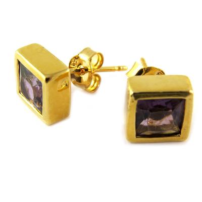 [D9573] - Gold Plated 'Essentiel' Amethyst Earrings 7mm
