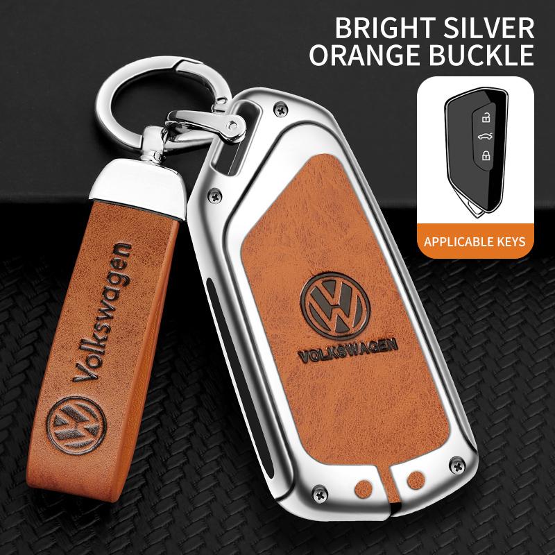 

For VOLKSWAGEN Zinc Alloy Leather Car Smart Remote Key Fob Case Cover Protector Shell For VW Volkswagen Golf 8 MK8 Leon Keychain