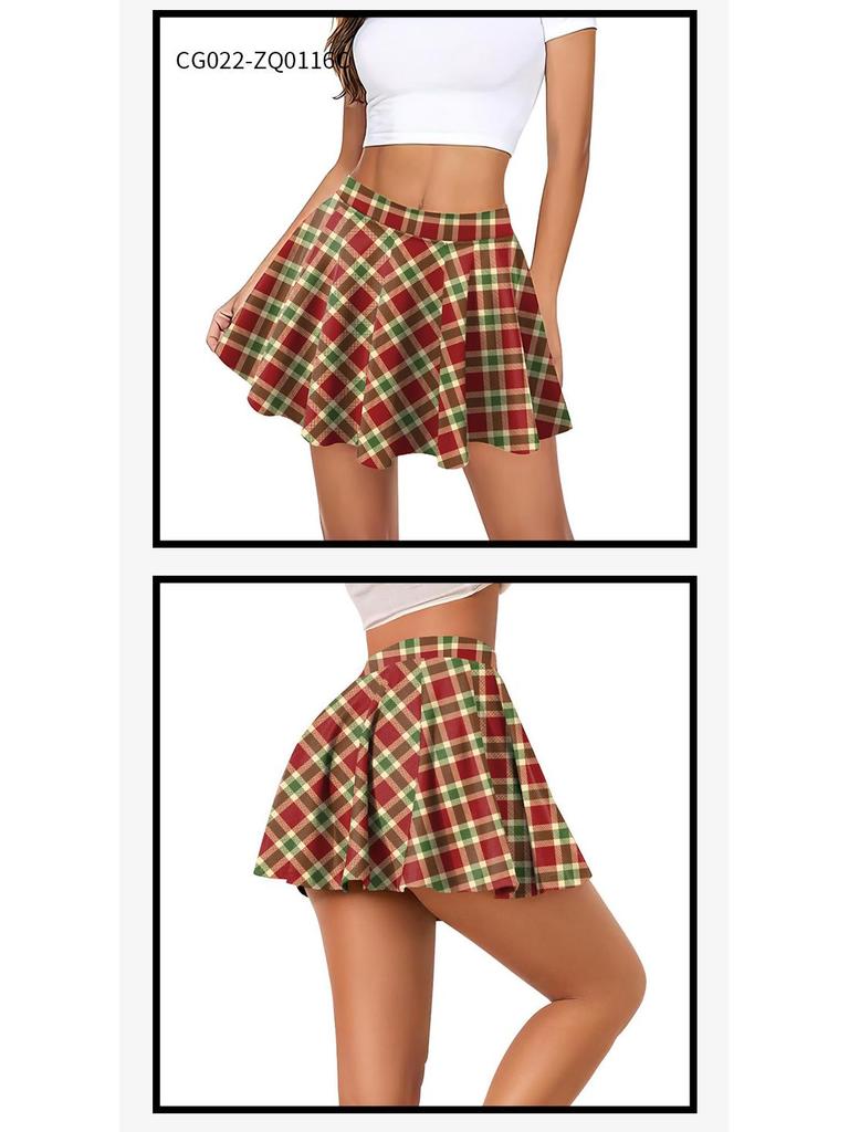 European & American Style Plaid Pleated Milk Silk Cheerleader Skirt
