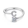 26 English A-Z Letters 925 Sterling Silver Ring Female Diamond Zircon Opening Adjustable Index Finger Ring Tail Ring