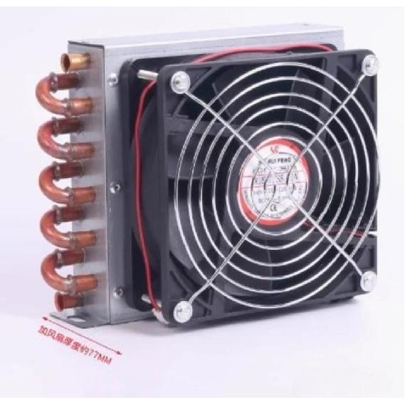Refrigerator Condenser 7mm Copper Tube Aluminum Fin Small Radiator Air-cooled Water-cooled General Cooling 1PC