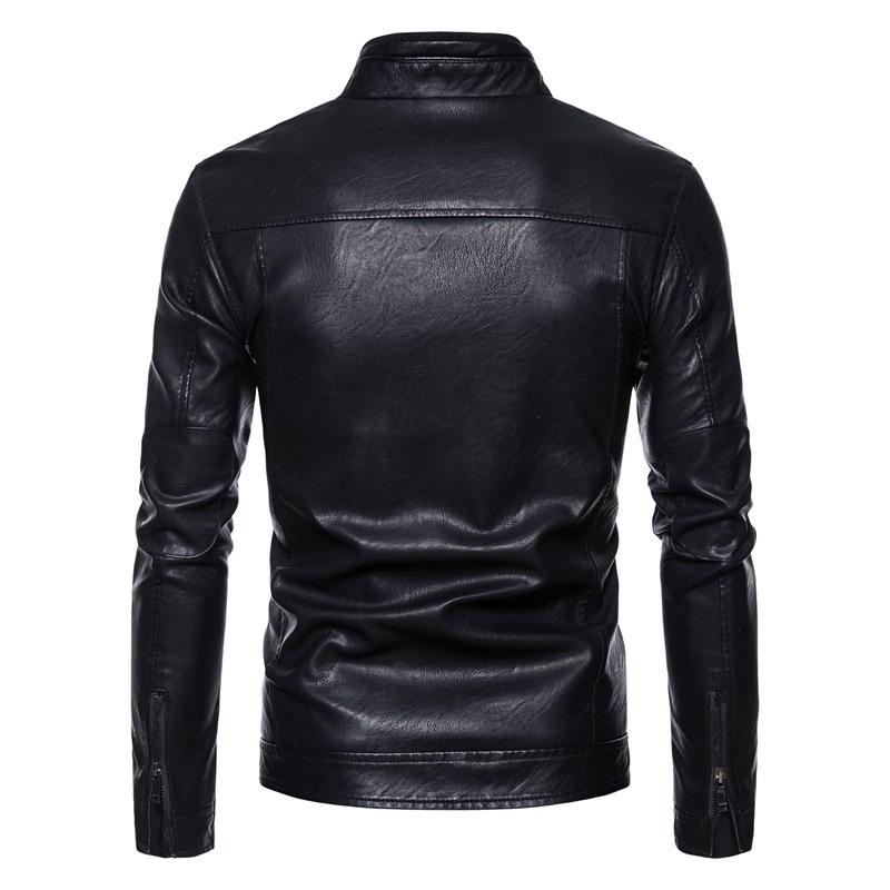 Hot-selling autumn and winter men's PU leather jacket, trendy youth stand-collar punk men's motorcycle leather jacket