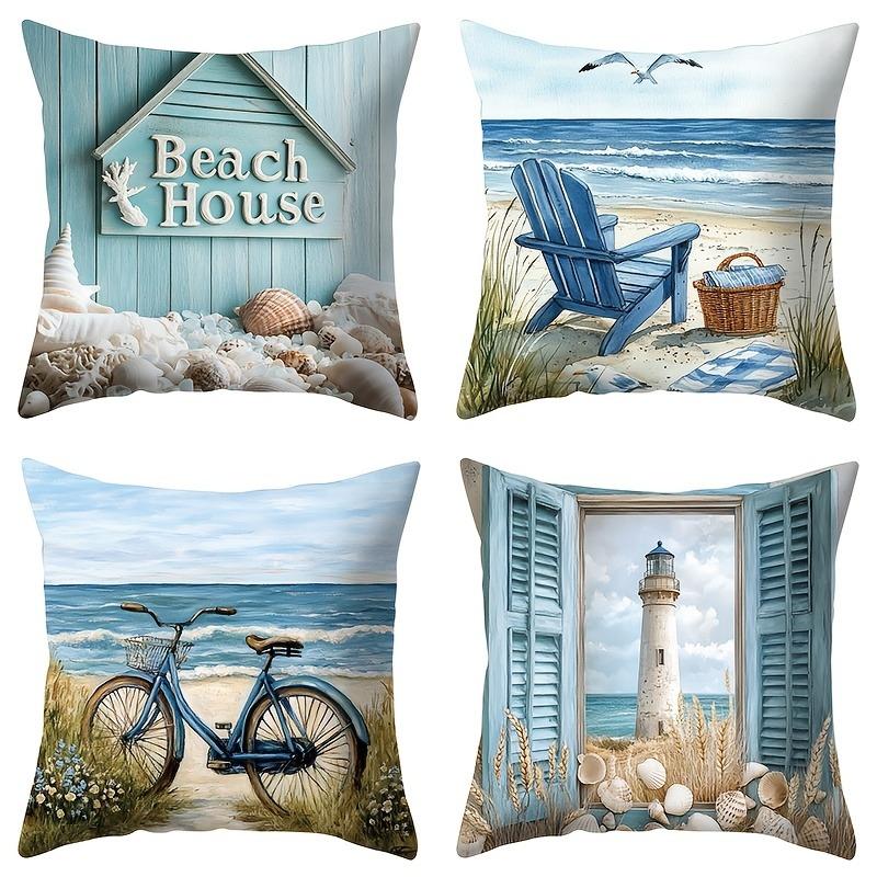 Fine Glasses Unisex 4Pc Daisy - Themed Spring Pillowcasebedroom Living Room Sofa Home Decor Polyester Cushion Cover With Zipper