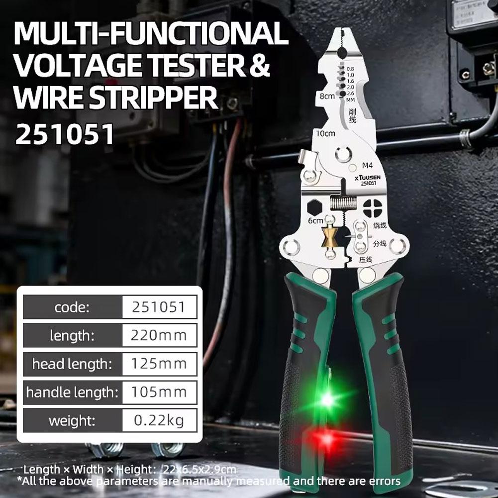 Foldable Wire Stripping Pliers Voltage Testing Cable Cutting Crimping Pliers Multifunctional Wire Stripper Electrician Pliers