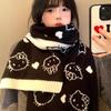 Cute Kitty Double-Sided Knit Scarf for Women: Warm, Thick Neck Protector for Autumn/Winter