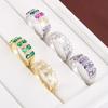 Luxury Double-Breasted Simulated Emerald Zircon Ring - Fashionable Pure Copper Women's Index Finger Accessory