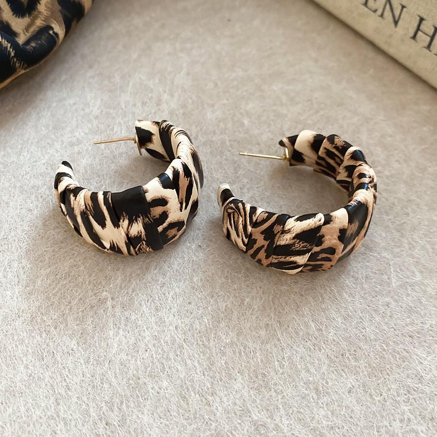 Silbernadel Leopard Harz Geo Runde Ohrringe, Retro Myer Stil, Nischen Design für Frauen