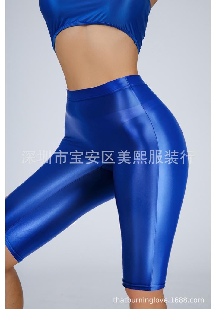 Dünne Transparente Ölgänzende Netz-Rot-Shorts Sexy Yoga-Sportshorts Hohe Elastizität Mode Sexy Damen Neue Shorts Gk3Y