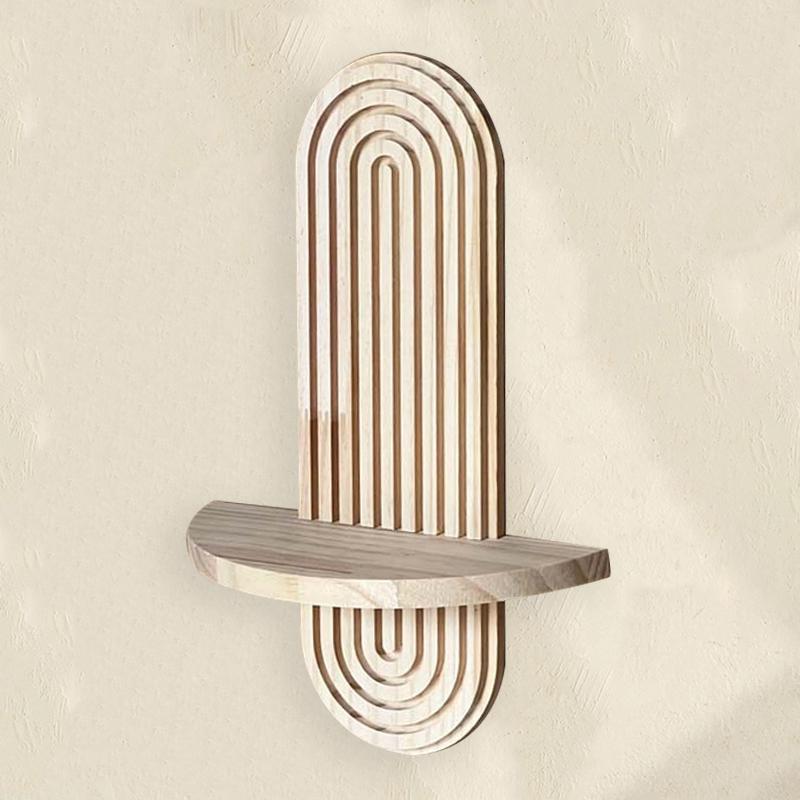 1Pcs Vintage Home Decor Display Shelf Bohemian Wall Mounted Wooden Shelf High Quality Wooden Wall Storage Rack