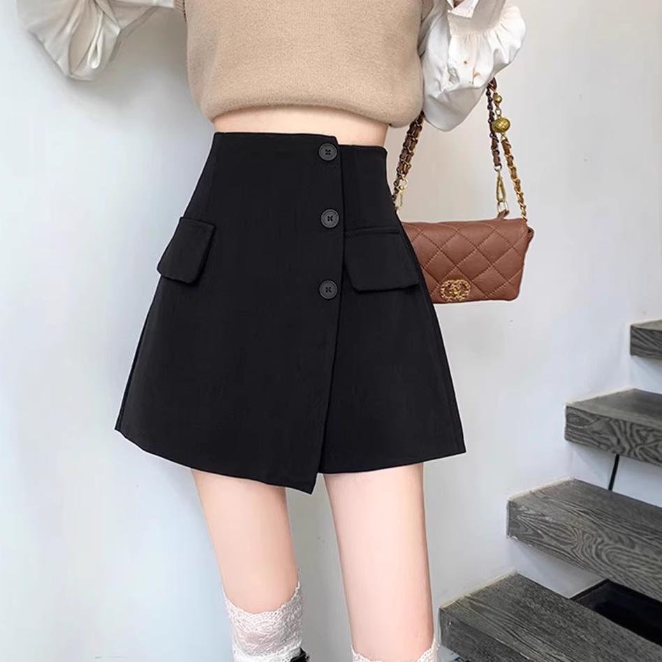 

Women s High Waist A-line Midi Skirt Pants - Slimming, Thicken, Plus Size, Black, Autumn/Winter L