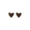 Autumn and winter retro flocking leopard print love stud earrings women's light luxury high-end earrings niche unique fashion temperament earrings